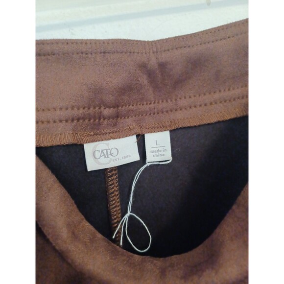 Cato Suede Dress Pants Large Brown Wide Flare Leg Stretch Relaxed Fit - Picture 4 of 8